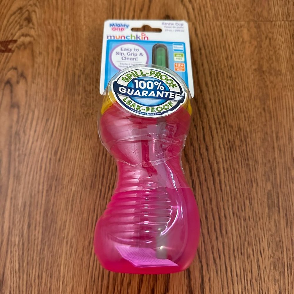 Munchkin Mighty Grip Straw Cup Pink 10oz - Brand New and Sealed